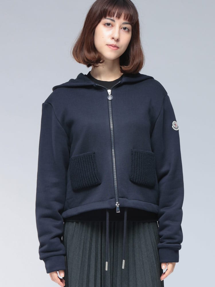 MONCLER (モンクレール) フロントニットポケット フルジップ パーカー 