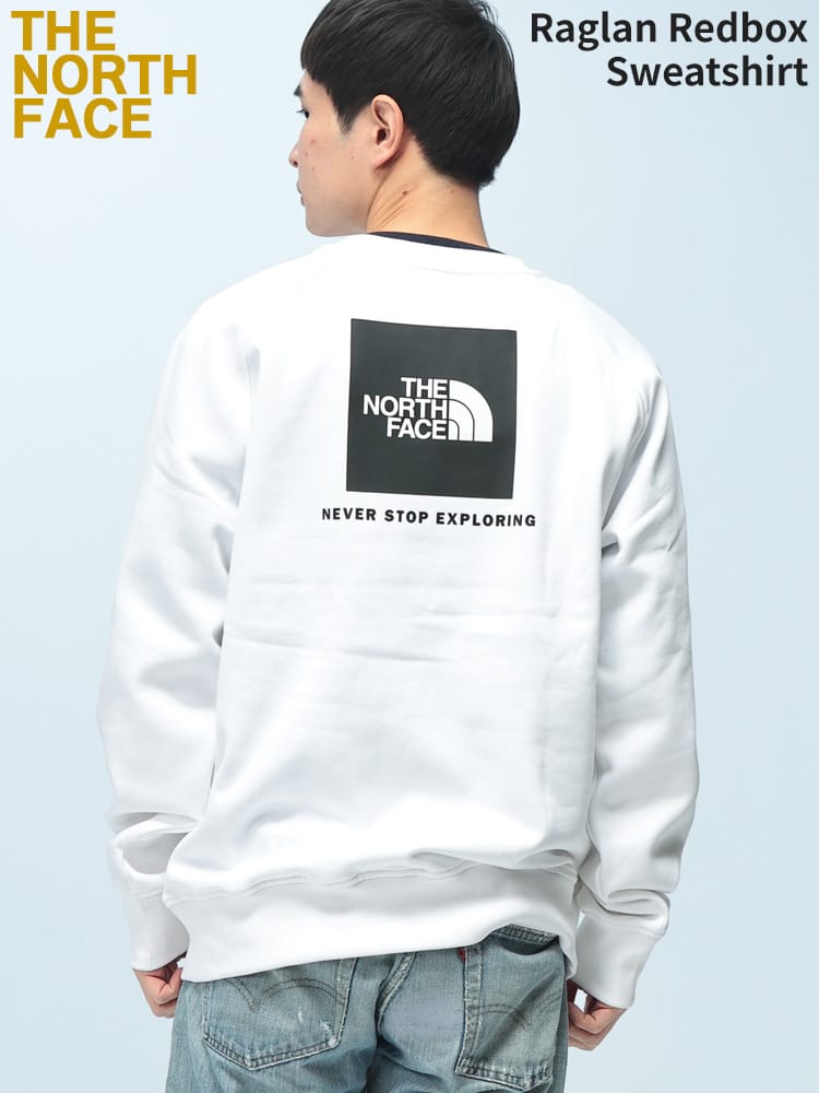 THE NORTH FACE (ザ ノースフェイス) ボックスロゴバックプリント クルーネック スウェット トレーナー Raglan Redbox Sweatshirt