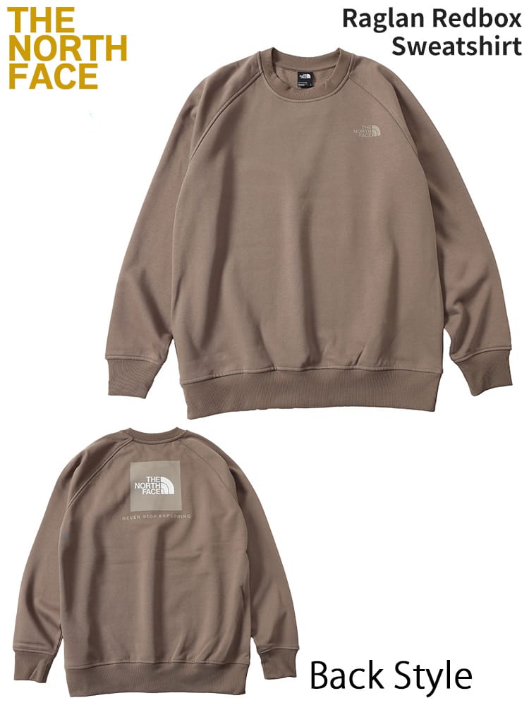 THE NORTH FACE (ザ ノースフェイス) ボックスロゴバックプリント クルーネック スウェット トレーナー Raglan Redbox Sweatshirt