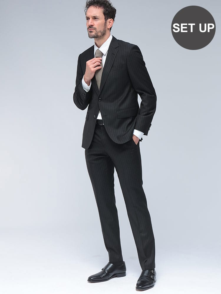 HUGO BOSS (ヒューゴボス) スリムフィット シングル二つ釦 ノータック スーツ GUABELLOストライプ SLIM FIT HBHG10272944 メンズ