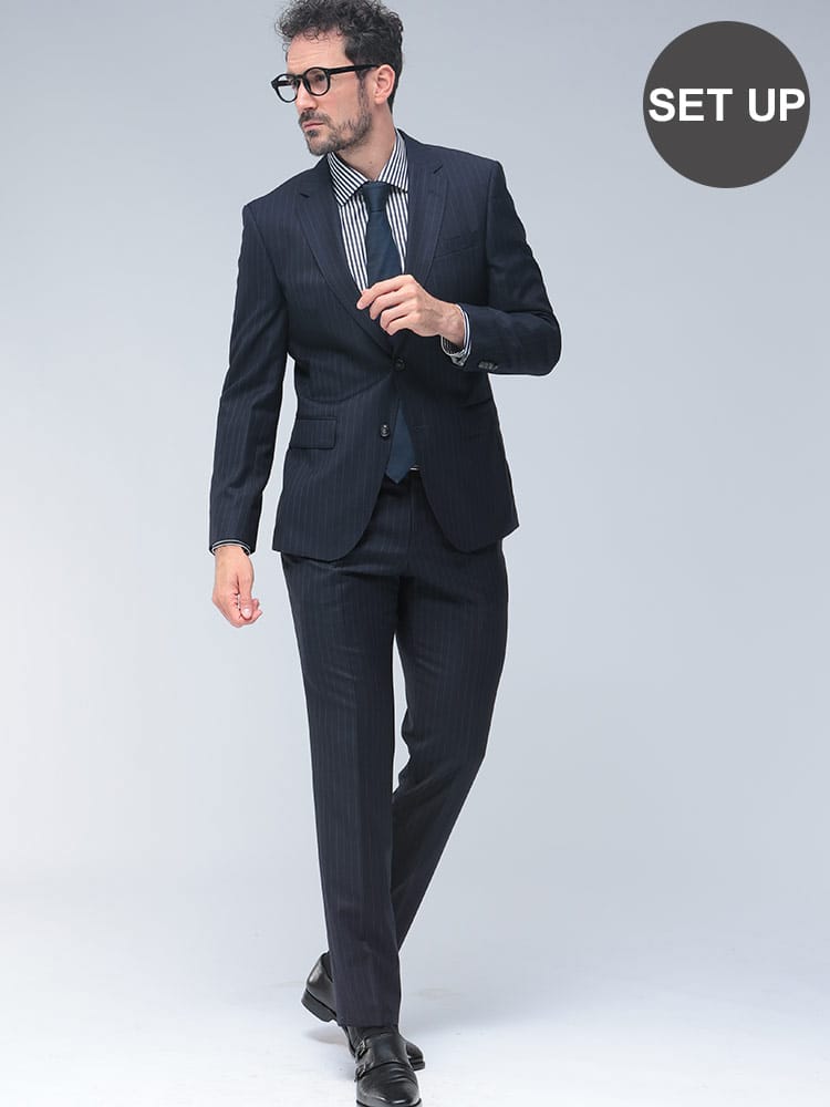 HUGO BOSS (ヒューゴボス) スリムフィット シングル二つ釦 ノータック スーツ GUABELLOストライプ SLIM FIT HBHG10272944 メンズ