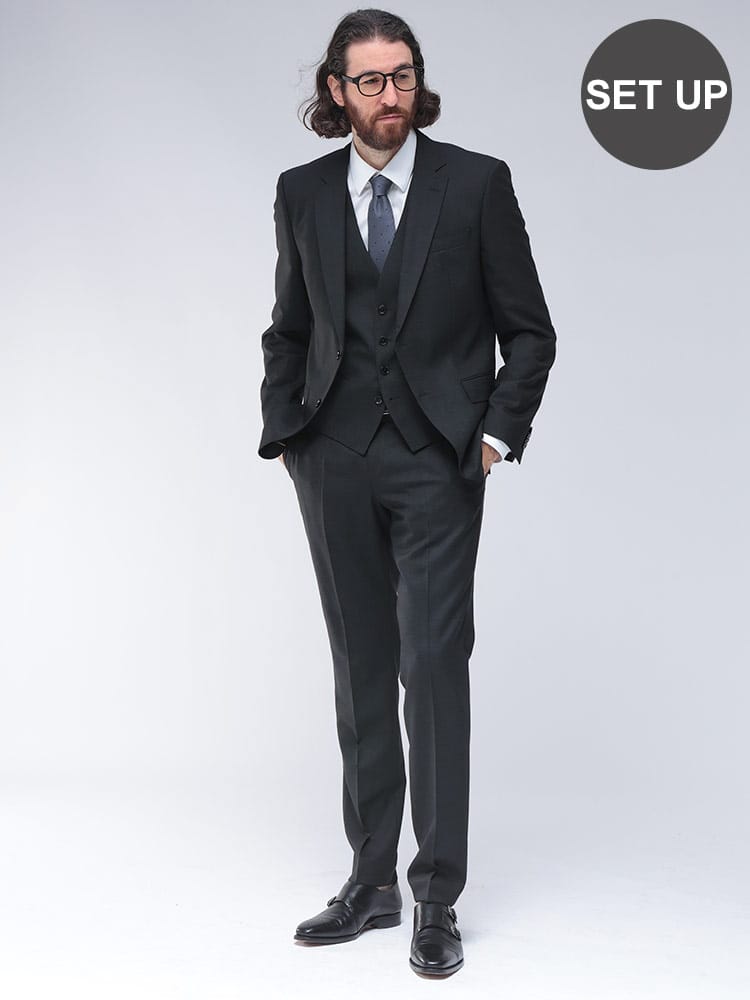 HUGO BOSS (ヒューゴボス) スリムフィット シングル二つ釦 ノータック スリーピース スーツ SLIM FIT HBHG10272865P メンズ