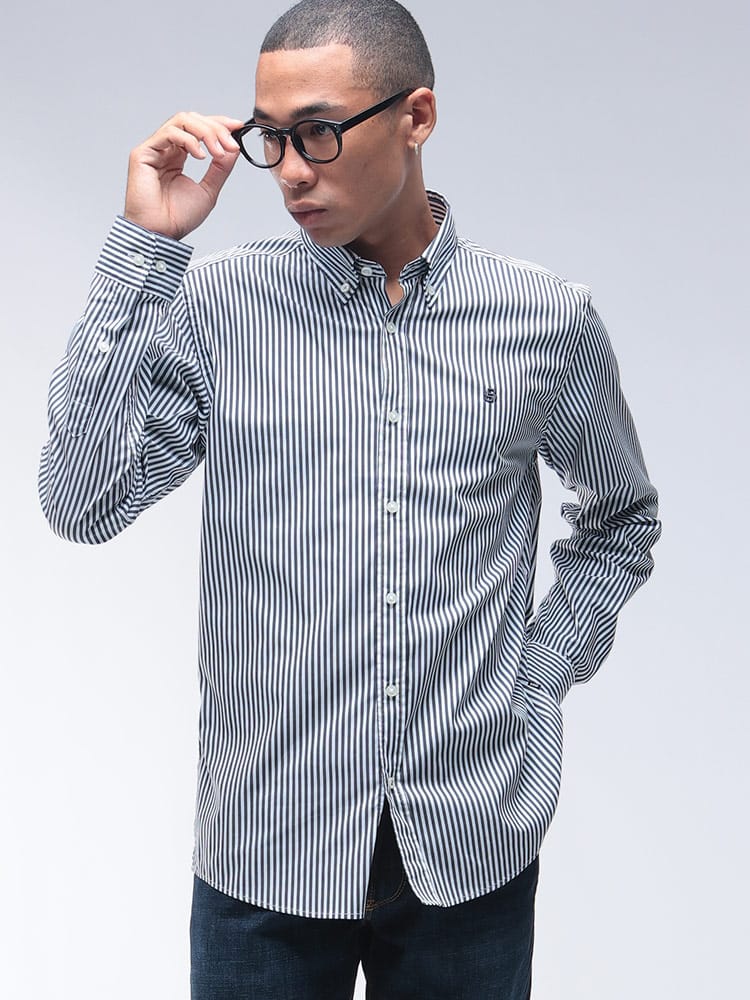 HUGO BOSS (ヒューゴボス) スリムフィット ストライプ柄 ボタンダウン 長袖 シャツ HB50545235 メンズ