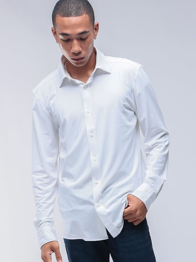 HUGO BOSS (ヒューゴボス) スリムフィット メランジストレッチコットン 無地 長袖 シャツ HB50545443 メンズ