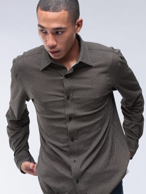 HUGO BOSS (ヒューゴボス) スリムフィット モノグラムプリント ストレッチ 長袖 シャツ HB50545430 メンズ