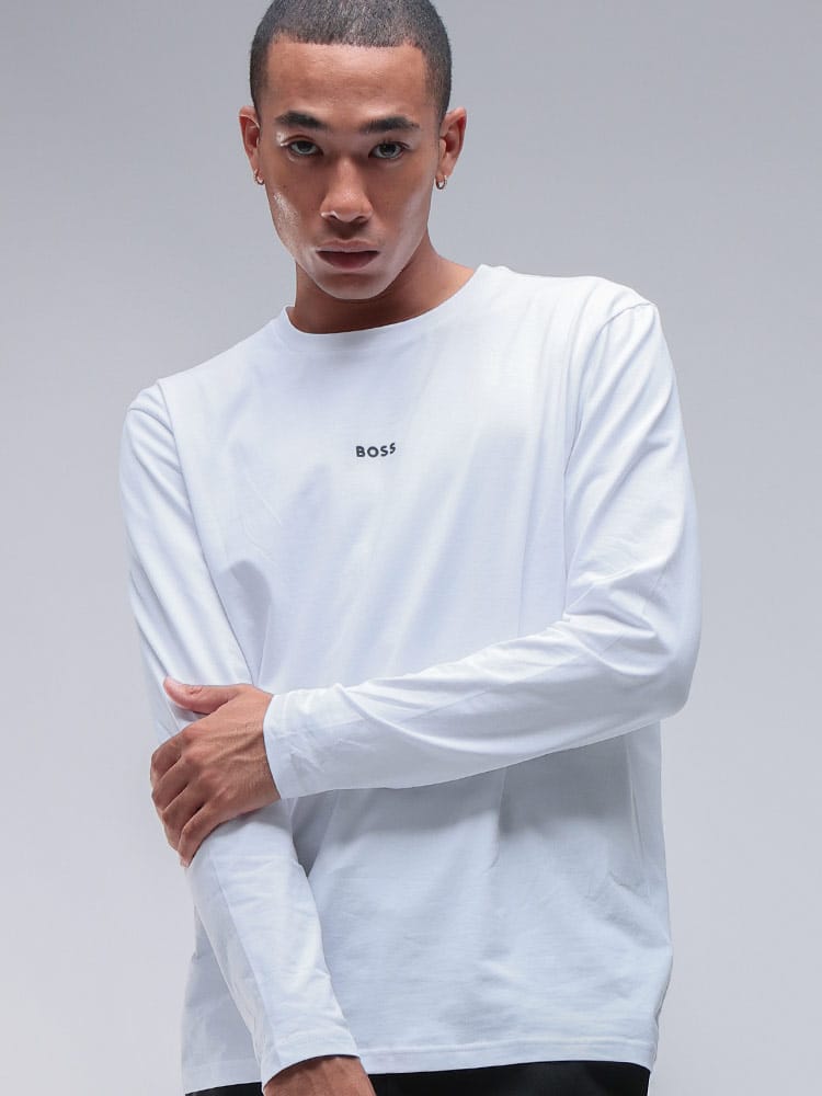 HUGO BOSS (ヒューゴボス) ロゴプリント ストレッチコットン クルーネック 長袖 Tシャツ HBO50473286 メンズ