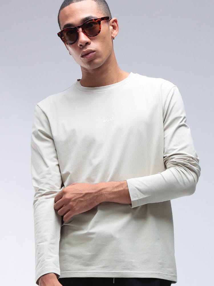 HUGO BOSS (ヒューゴボス) ロゴプリント ストレッチコットン クルーネック 長袖 Tシャツ HBO50473286 メンズ