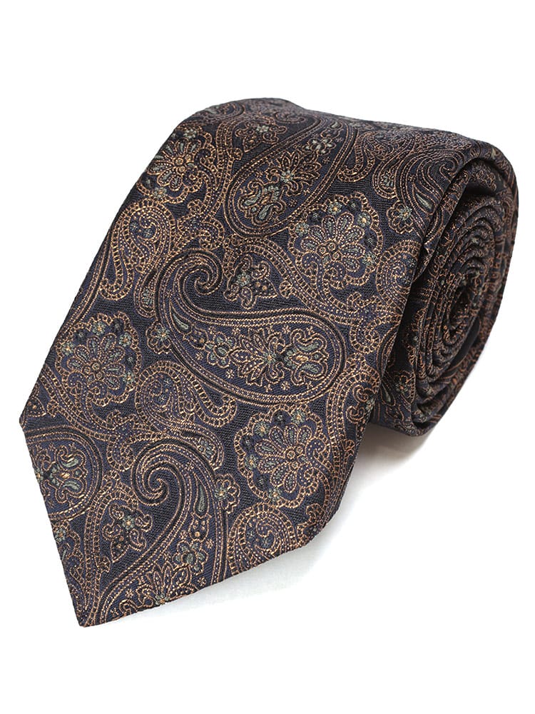 ETRO (エトロ) シルク混 ゴールドペイズリー柄 ネクタイ ETMASA001AQ232 メンズ