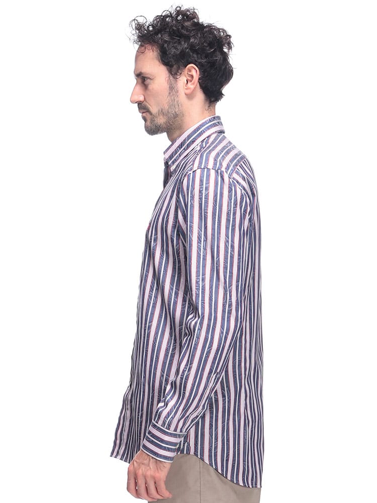 ETRO (エトロ) ストライプ×ペイズリー ボタンダウン 長袖 シャツ 