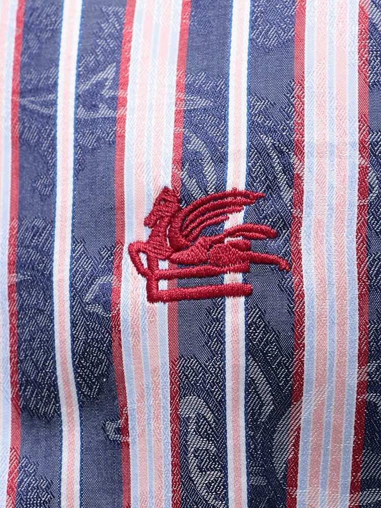 ETRO (エトロ) ストライプ×ペイズリー ボタンダウン 長袖 シャツ 