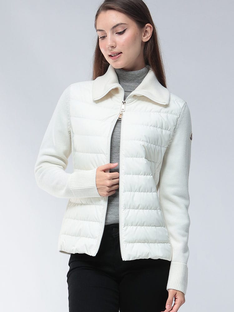 MONCLER (モンクレール) ニット切り替え フルジップ 襟付き ダウンジャケット MCL9B00035M1131 レディース