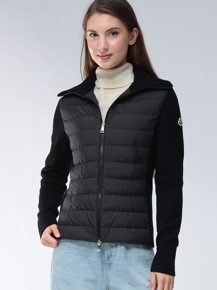 MONCLER (モンクレール) ニット切り替え フルジップ 襟付き ダウンジャケット MCL9B00035M1131 レディース