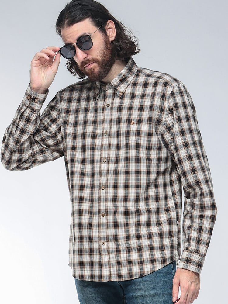 HUGO BOSS (ヒューゴボス) ワンポイント チェック柄 ボタンダウン 長袖 シャツ HB50545221 メンズ