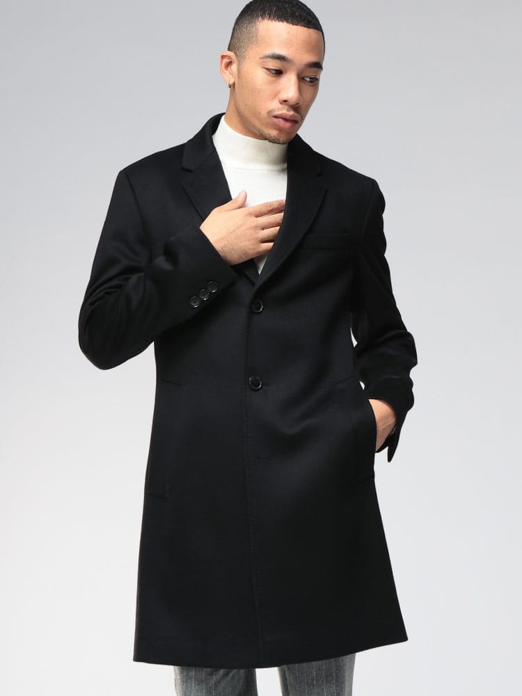 HUGO BOSS (ヒューゴボス) カシミヤ混 段返り 3つボタン ウール チェスターコート HBHYDE10273687 メンズ