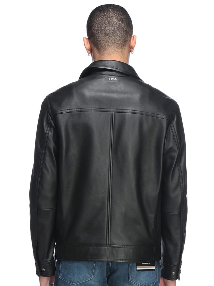 HUGO BOSS (ヒューゴボス) ナッパレザー フルジップ スタンドカラー 