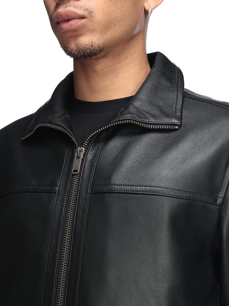 HUGO BOSS (ヒューゴボス) ナッパレザー フルジップ スタンドカラー 