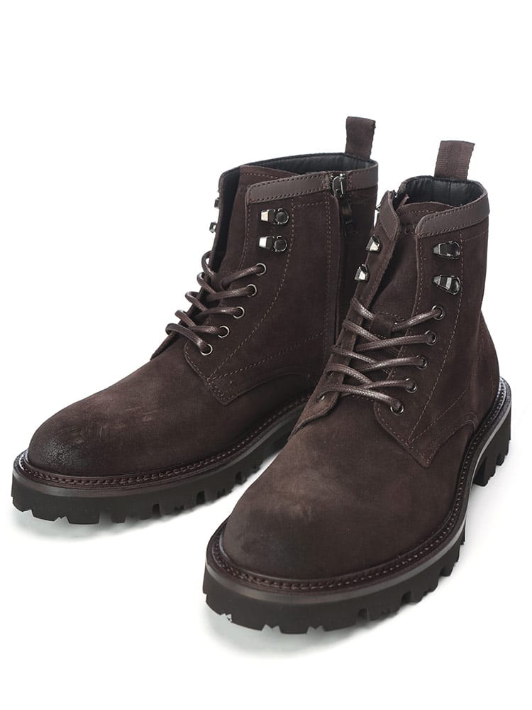 HUGO BOSS (ヒューゴボス) スエード レザー レースアップ ショート ブーツ  HB50552568 メンズ