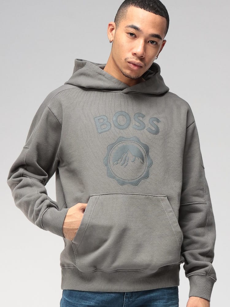 HUGO BOSS (ヒューゴボス) エンブレムロゴ オーバーサイズ スウェット プルオーバー パーカー HBO50547692 メンズ