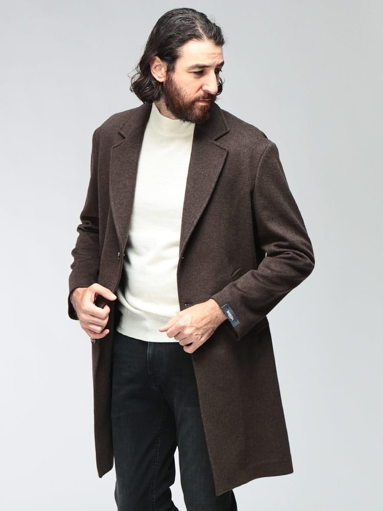 BARBA (バルバ) メンズ チェスターコート カシミヤ 無地 シングル 
