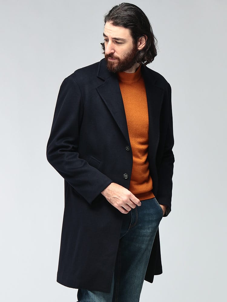 BARBA (バルバ) メンズ チェスターコート カシミヤ 無地 シングルボタン ロングコート BAR51044