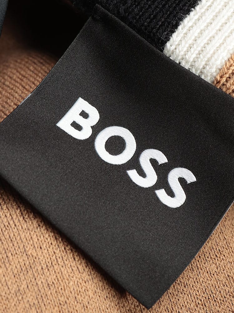 HUGO BOSS (ヒューゴボス) ロゴ ニット 切り替え フルジップ 中綿 