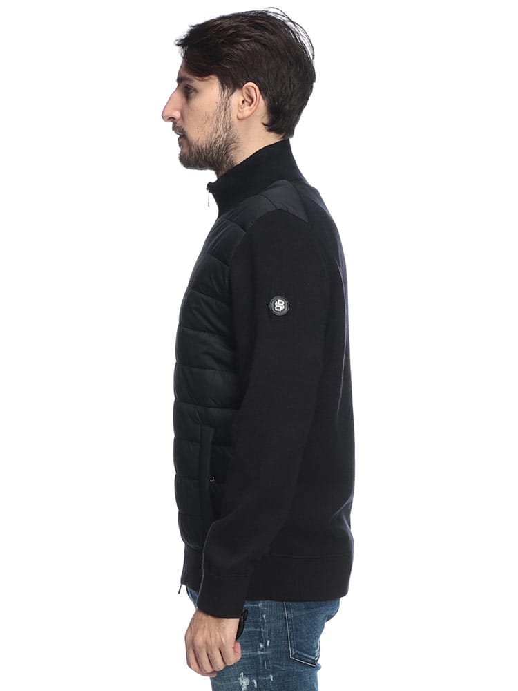 HUGO BOSS (ヒューゴボス) ロゴ ニット 切り替え フルジップ 中綿 