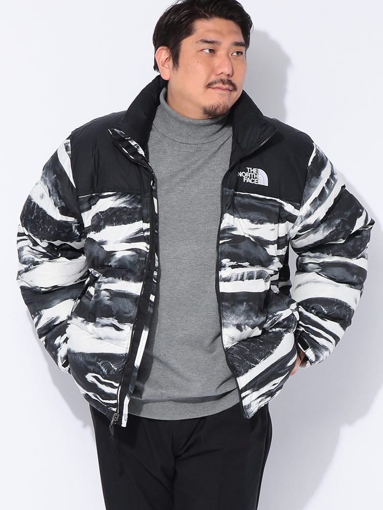 【WEB先行値下げ】ダウンジャケット フード収納 プリント フルジップ 700フィル 1996 RETRO NUPTSE JACKET アウター ブルゾン スタンド ダウン 秋 冬 大きいサイズ メンズ