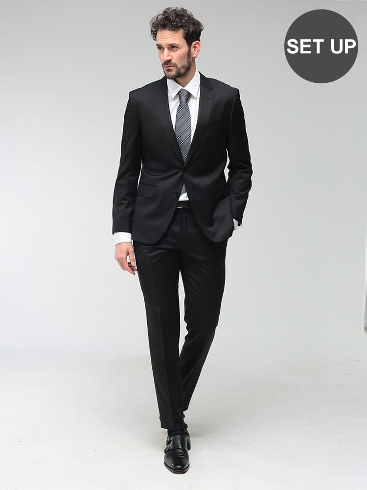 HUGO BOSS (ヒューゴボス) メンズ スーツ 無地 シングル ジャケット ノータック スラックス ビジネス スーツ HBHG10236006P