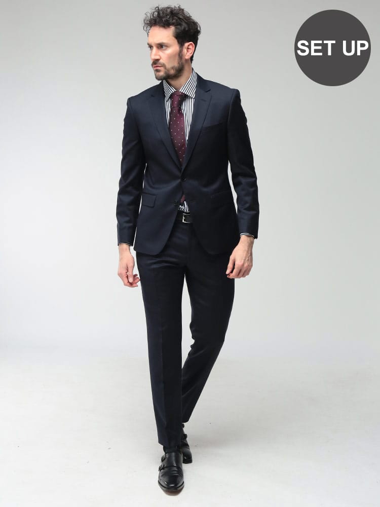HUGO BOSS (ヒューゴボス) メンズ スーツ 無地 シングル ジャケット ノータック スラックス ビジネス スーツ HBHG10236006P
