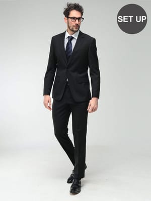 HUGO BOSS (ヒューゴボス) メンズ スーツ 無地 ストレッチ シングル ジャケット ノータック スラックス ビジネス スーツ HBHG10270084P