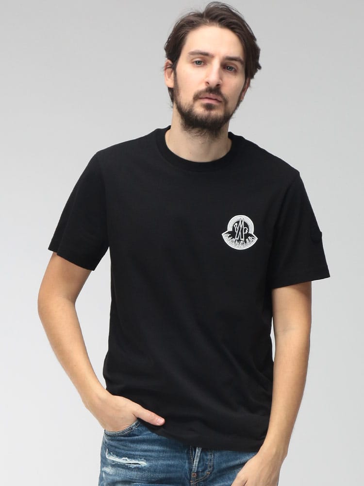 MONCLER (モンクレール) メンズ Tシャツ 半袖 胸ロゴ クルーネック 