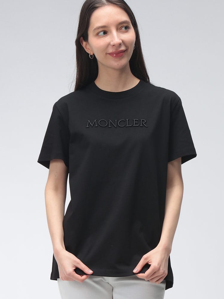 MONCLER (モンクレール) レディース Tシャツ 半袖 フロント 刺繍 ロゴ 