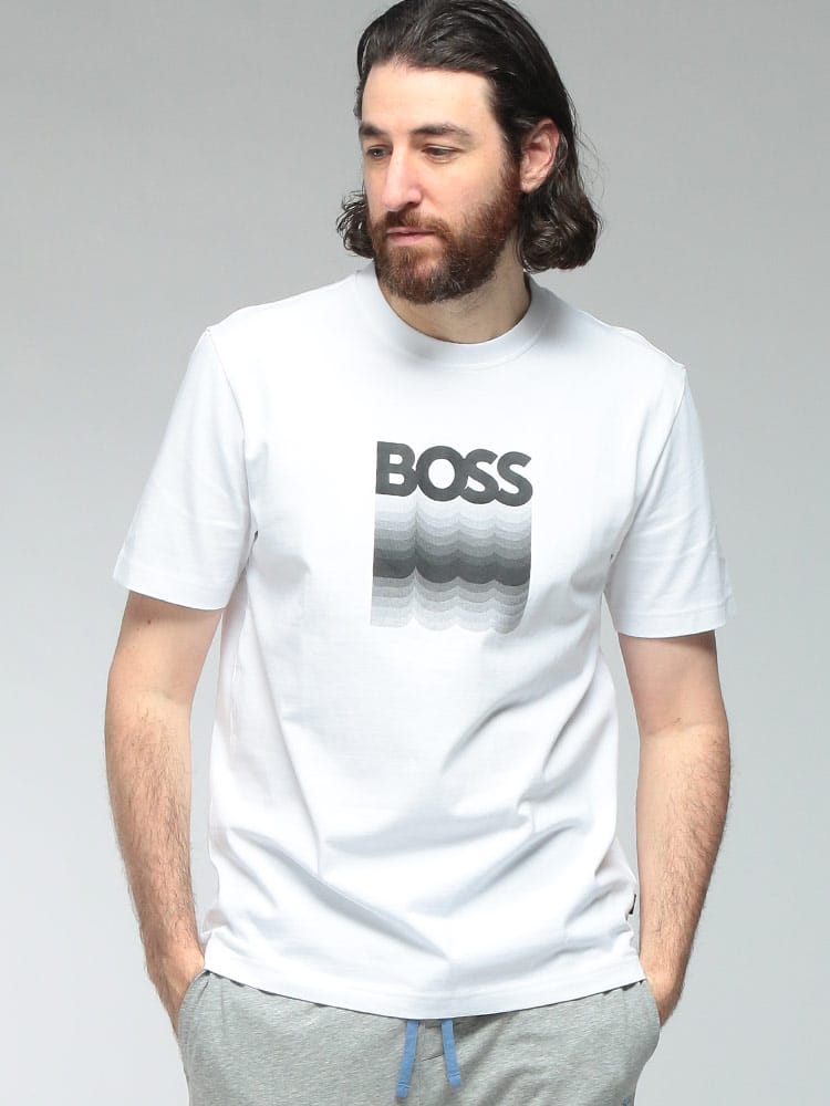 HUGO BOSS (ヒューゴボス) メンズ Tシャツ 半袖 ロゴ プリント クルーネック カットソー HBO50556009