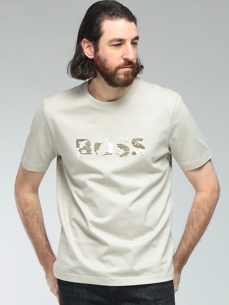 HUGO BOSS (ヒューゴボス) メンズ Tシャツ 半袖 ロゴ プリント クルーネック カットソー HBO50556009