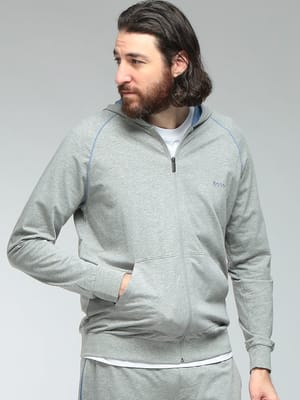 HUGO BOSS (ヒューゴボス) メンズ パーカー 長袖 ロゴ フルジップ スウェット ジャージ パーカー HBU50515313