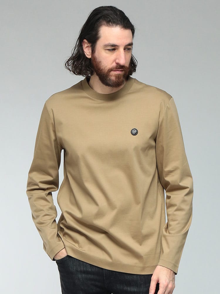 HUGO BOSS (ヒューゴボス) メンズ Tシャツ 長袖 ロゴ ワンポイント クルーネック カットソー ロンT HB50555107