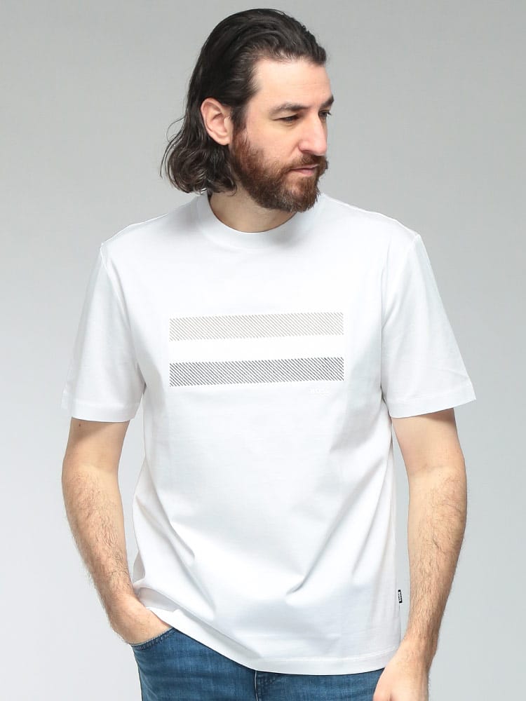 HUGO BOSS (ヒューゴボス) メンズ Tシャツ 半袖 ロゴ フロントデザイン クルーネック カットソー HB50556354