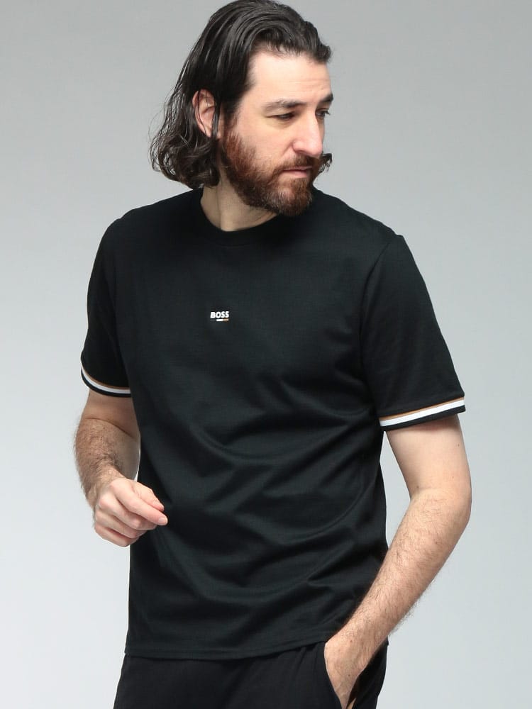 HUGO BOSS (ヒューゴボス) メンズ Tシャツ 半袖 ロゴ 袖ライン クルーネック カットソー HBU50557198