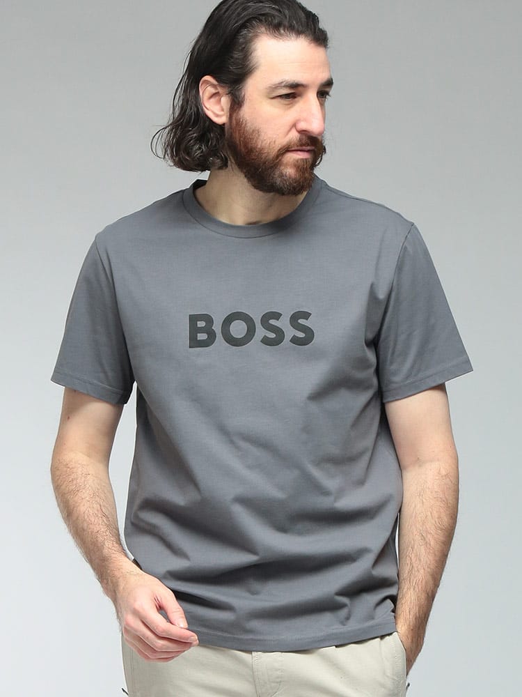 HUGO BOSS (ヒューゴボス) メンズ Tシャツ 半袖 ロゴ プリント コットン クルーネック カットソー HBU50491706