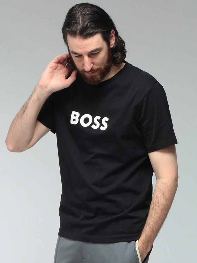 HUGO BOSS (ヒューゴボス) メンズ Tシャツ 半袖 ロゴ プリント コットン クルーネック カットソー HBU50491706