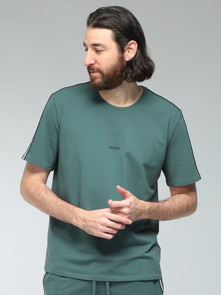 HUGO BOSS (ヒューゴボス) メンズ Tシャツ 半袖 ロゴ 肩ライン クルーネック カットソー HBU50545930