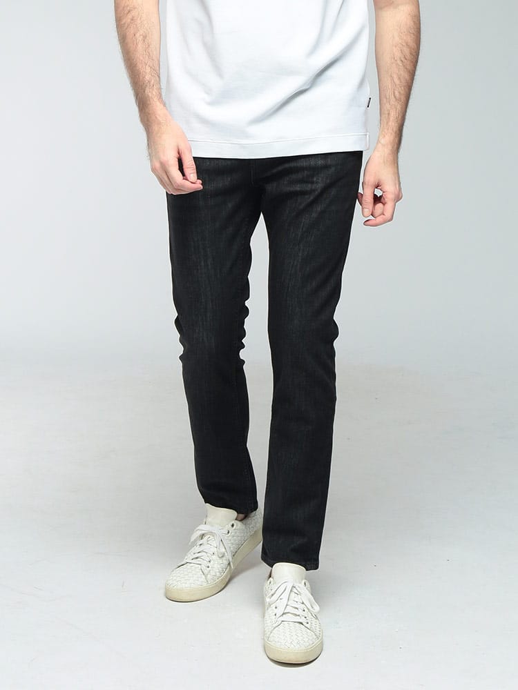 HUGO BOSS (ヒューゴボス) メンズ ジーンズ ロゴ 5P ストレッチ ジップフライ デニム パンツ HB50555219