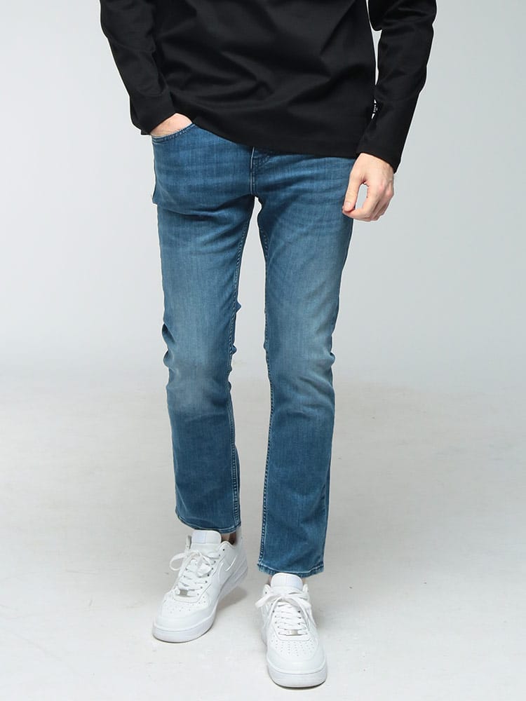 HUGO BOSS (ヒューゴボス) メンズ ジーンズ ロゴ 5P ストレッチ ジップフライ デニム パンツ HB50555220