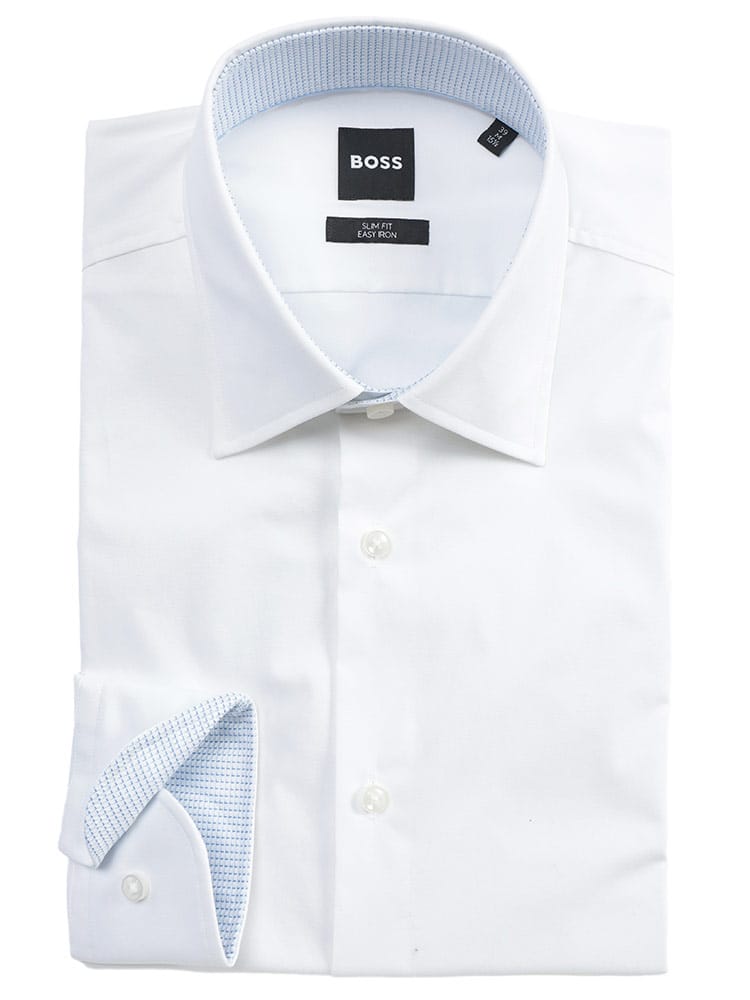 HUGO BOSS (ヒューゴボス) メンズ ドレスシャツ 長袖 イージーアイロン ストレッチ ワイドカラー ビジネス シャツ SLIMFIT スリムフィット HB50555668