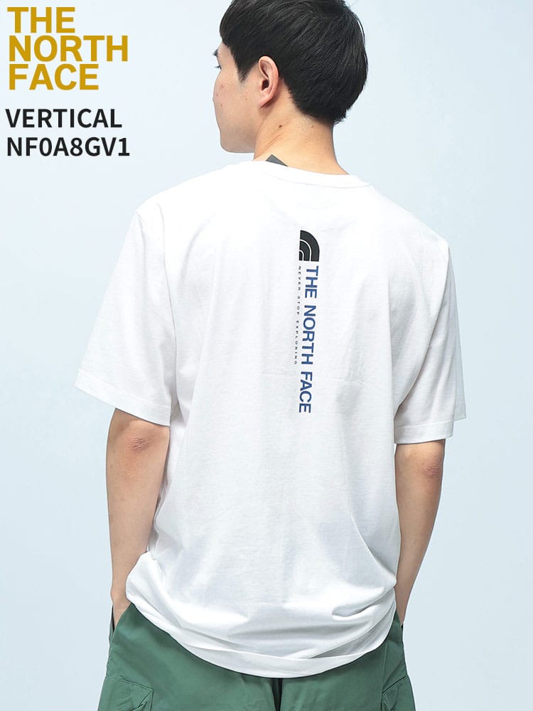 THE NORTH FACE (ザ ノースフェイス) Tシャツ 半袖 VERTICAL メンズ バック ロゴプリント クルーネック 半袖 TEE トップス シャツ レギュラーフィット アウトドア NF0A8GV1