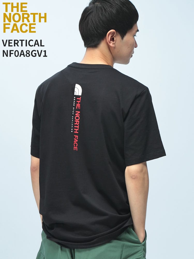 THE NORTH FACE (ザ ノースフェイス) Tシャツ 半袖 VERTICAL メンズ バック ロゴプリント クルーネック 半袖 TEE トップス シャツ レギュラーフィット アウトドア NF0A8GV1