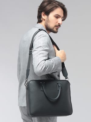 HUGO BOSS (ヒューゴボス) メンズ ブリーフバッグ ミニロゴ シボレザー ビジネスバッグ HB50536146
