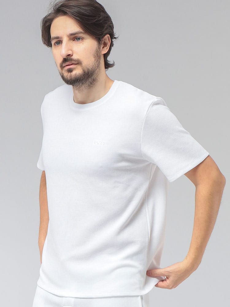 HUGO BOSS (ヒューゴボス) メンズ Tシャツ 半袖 ワンポイント ワッフル クルーネック カットソー HBU50535891