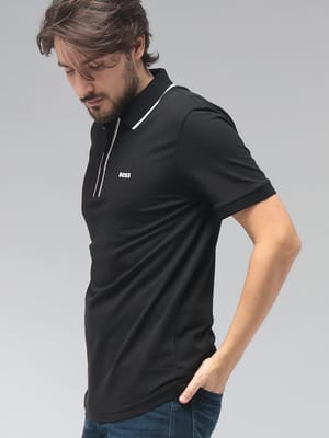 【2BUY10%OFF】HUGO BOSS (ヒューゴボス) メンズ ポロシャツ 半袖 ハーフジップ ライン シャツ HBG50555698