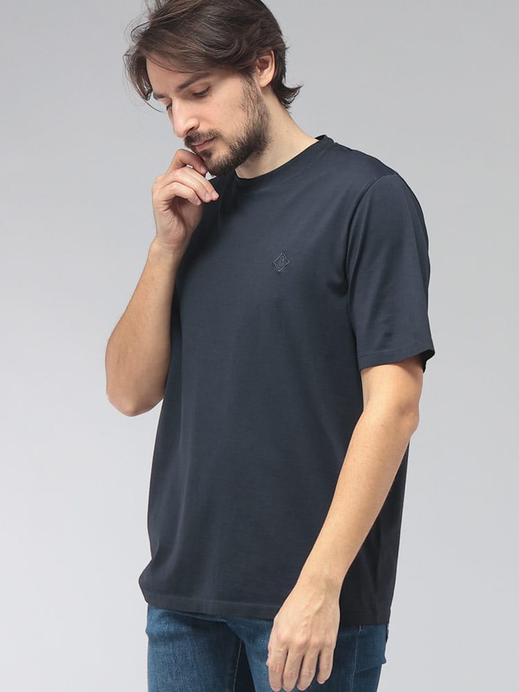 HERNO (ヘルノ) メンズ Tシャツ 半袖 胸ロゴ クルーネック カットソー COTTON JERSEY HRJG000272U